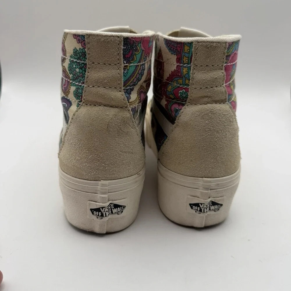 Vans Sk8-Hi Platform Paisley Floral Women's 8 Men's 6.5 Shoes Stackform Beige
